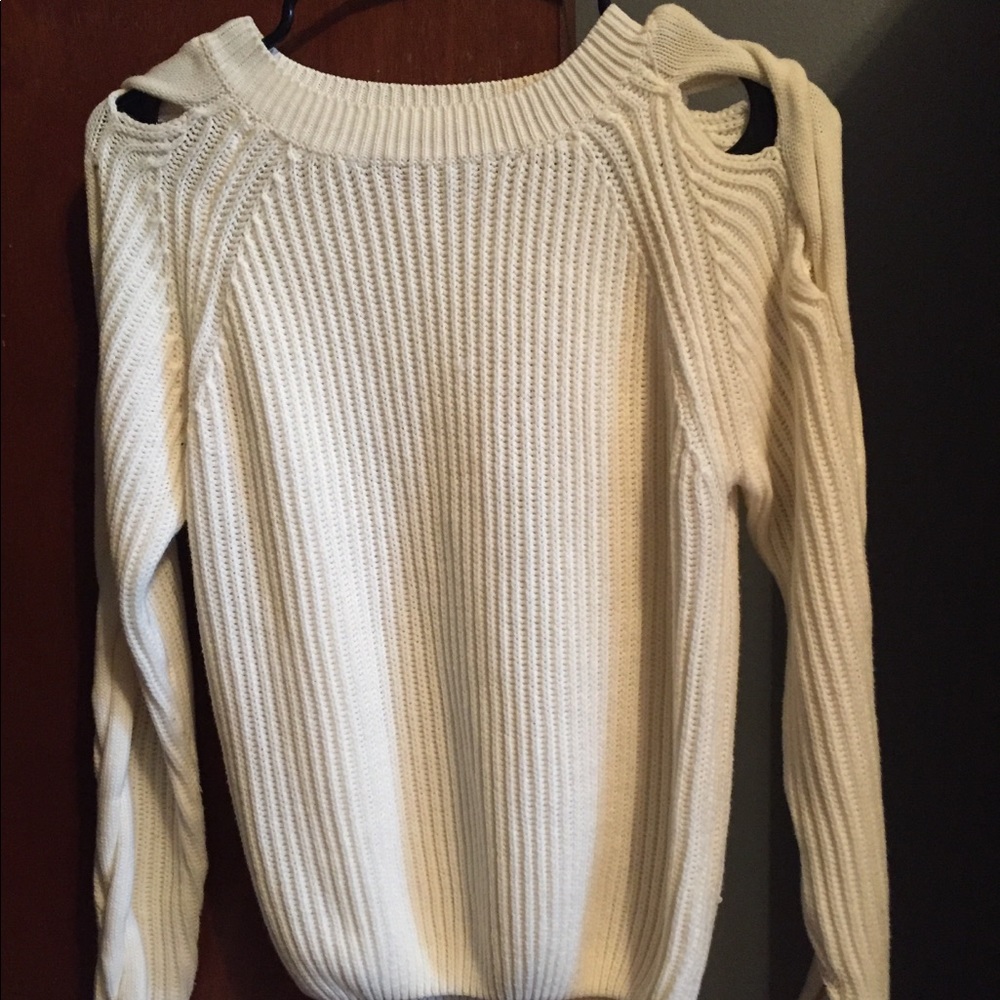 White Sweater with Cris Cross Arms